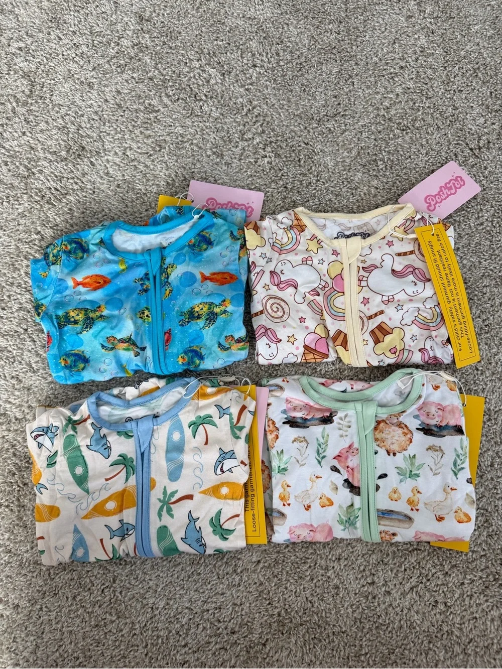 Posh Tot Baby Bamboo Zipper Romper Bundle 12-18M